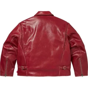 Get Supreme x Schott 2026 Distressed Red Leather Jacket
