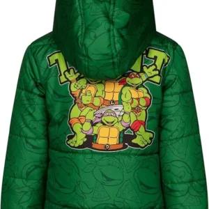 Get TEENAGE MUTANT NINJA Turtles Boys’ Zip-Up Hooded Puffer Jacket