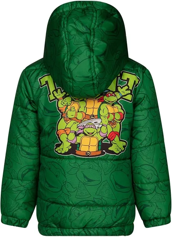 Get TEENAGE MUTANT NINJA Turtles Boys’ Zip-Up Hooded Puffer Jacket
