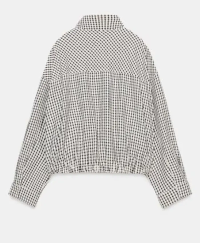 Get TOWIE S37 Courtney Green Checkered Bomber Jacket