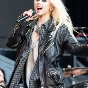 Get Taylor Momsen Black Layers Black Leather Jacket