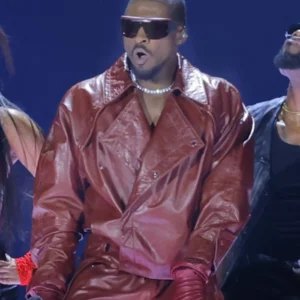 Get Usher R&B Tour 2026 Red Leather Jacket