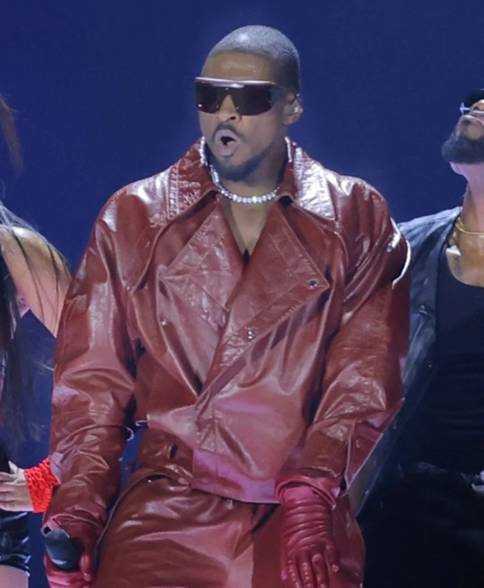 Get Usher R&B Tour 2026 Red Leather Jacket