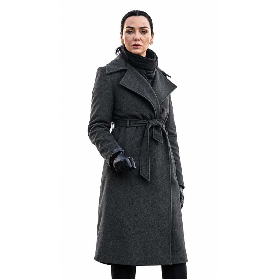 Graveyard S03 2026 Birce Akalay Charcoal Gray Coat