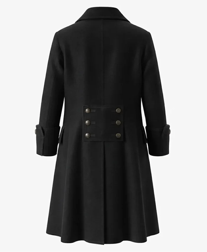 Halloween Pirate Wool Long Trench Black Coat For Sale