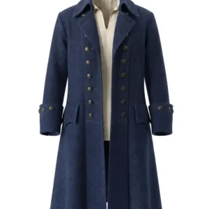 Halloween Pirate Wool Long Trench Blue Coat