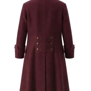 Halloween Pirate Wool Long Trench Maroon Coat For Sale
