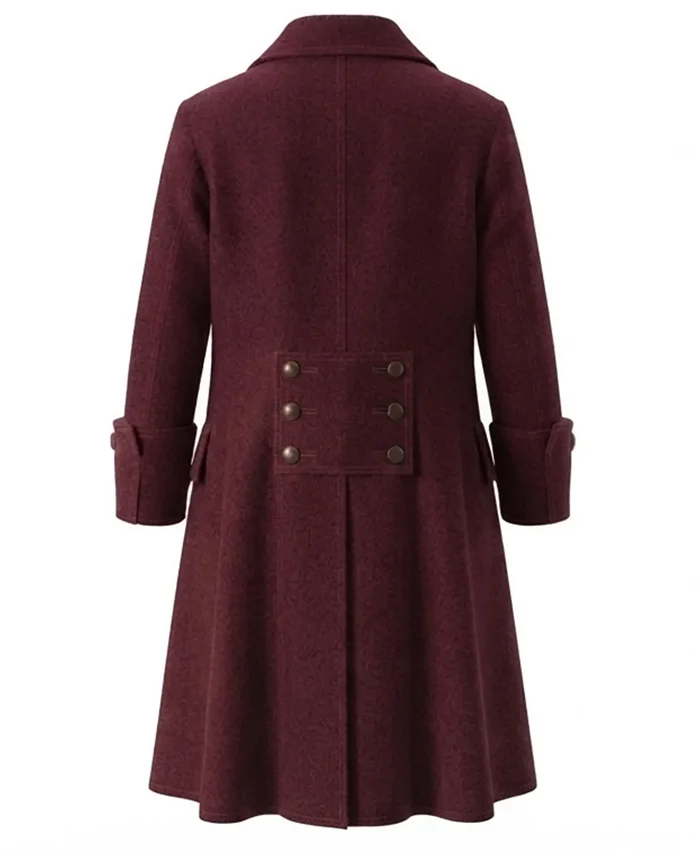Halloween Pirate Wool Long Trench Maroon Coat For Sale