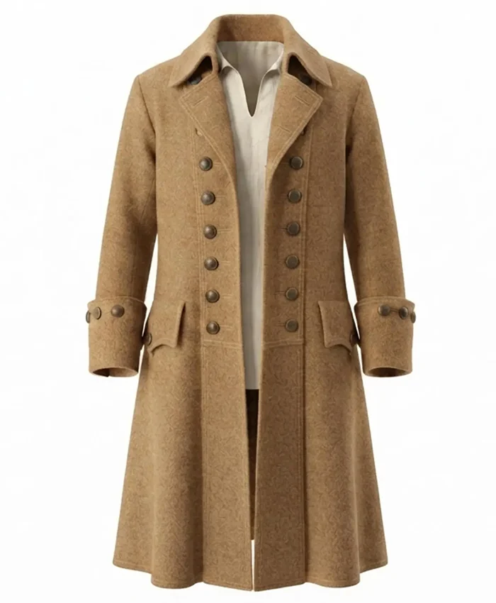 Halloween Pirate Wool Long Trench tan Coat