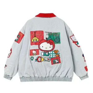 Hello Kitty Fruit Party Denim grey Bomber Jacket