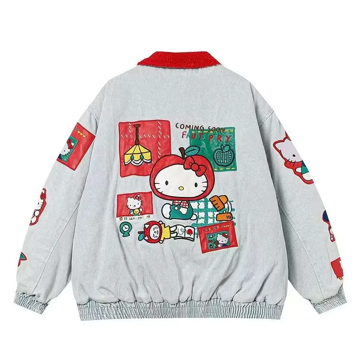 Hello Kitty Fruit Party Denim grey Bomber Jacket