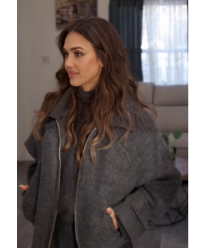 Honest Renovations S04 Jessica Alba Grey Wool Jacket