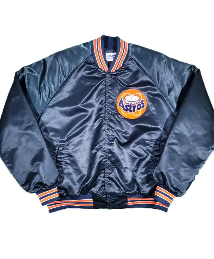 Houston Astros Navy Blue Vintage Satin Varsity Jacket