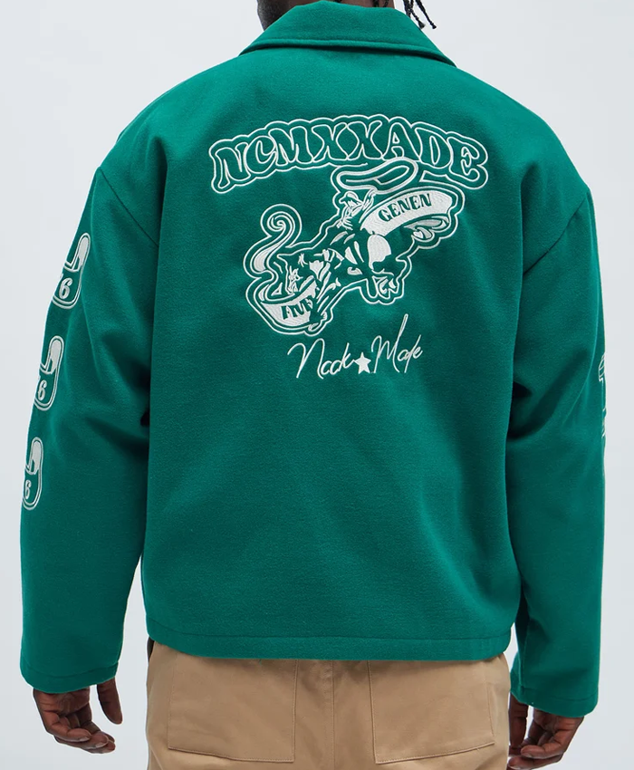 Independence Kelly Green Wool Varsity Jacket For Sale