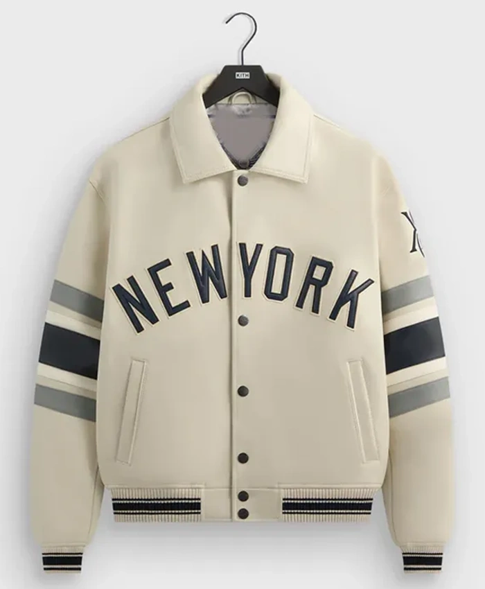 Jason Alexander New York Yankees White Leather Jacket