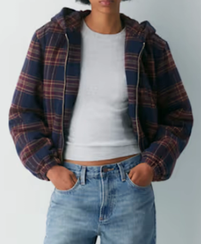 Jessica Alba Plaid Jacket