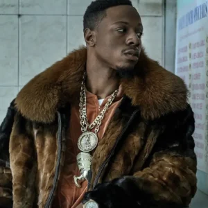 Joey Bada$$ Power Book III Raising Kanan S03 Brown Fur Jacket