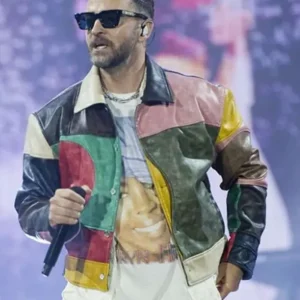 Justin Timberlake Lollapalooza Fest Colorblock Leather Jacket