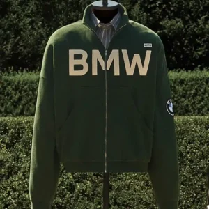 Kith for BMW Green Suede Zip-Up Coaches Jacket