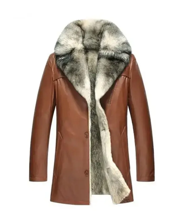 Lambskin Leather Shearling Long Coat