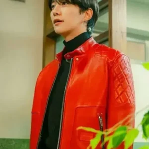 Buy Lee Jun-ho Typhoon Family Red Leather Jacket