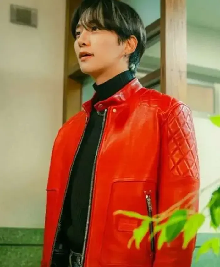 Buy Lee Jun-ho Typhoon Family Red Leather Jacket
