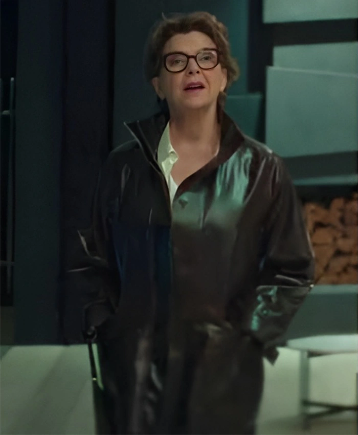 Lucky S01 Annette Bening Brown Leather Coat