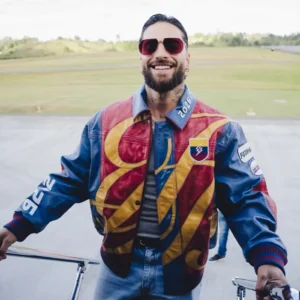 Maluma 2026 Live Performance Color-Block Leather Jacket