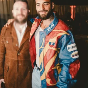 Maluma 2026 Live Performance Color-Block Leather Jacket For Sale
