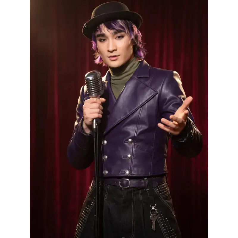 Max Hatter Descendants Wicked Wonderland Purple Leather Jacket
