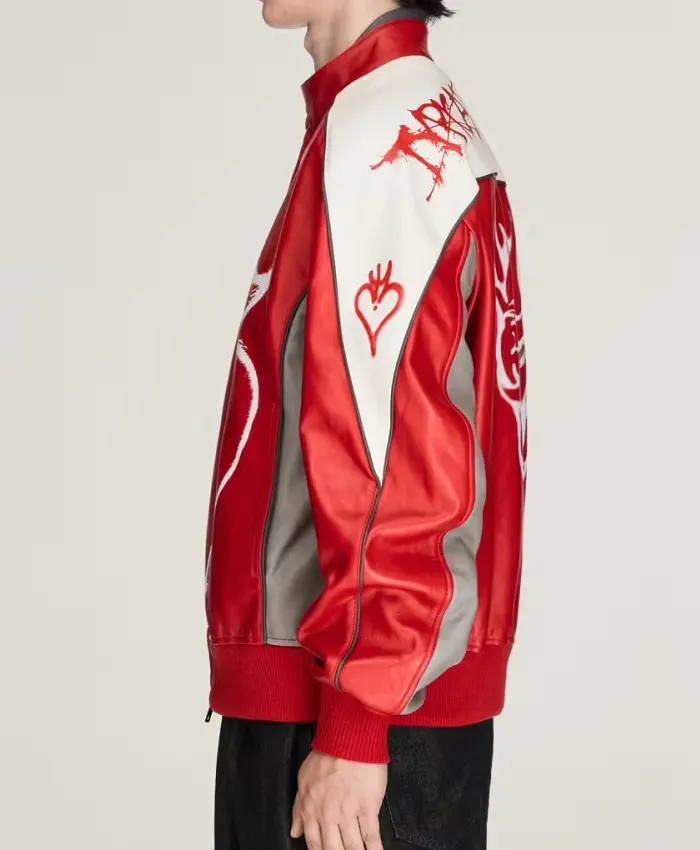 Men’s Y-3 Chito Graphic Leather Biker Jacket Buy Now