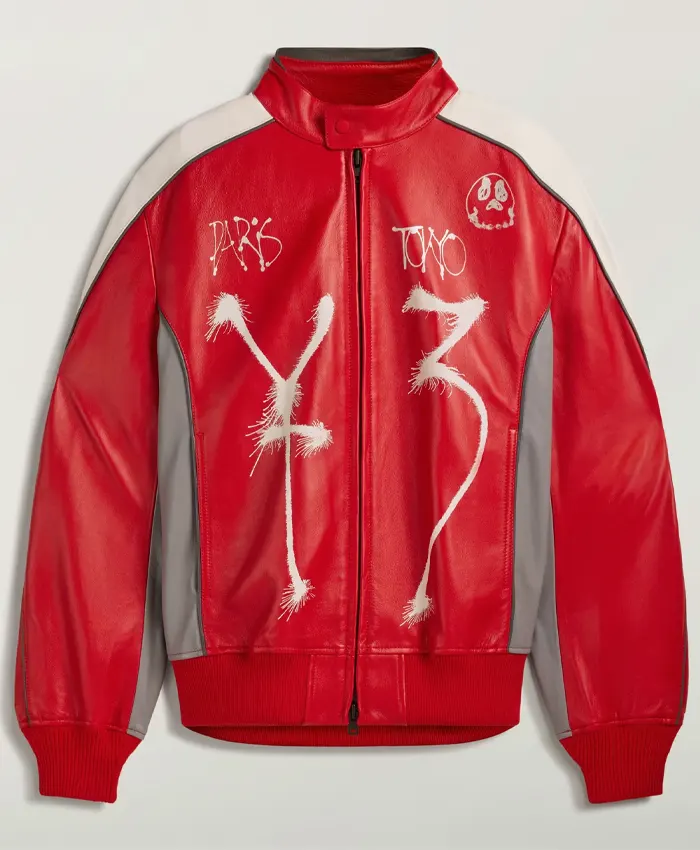 Men’s Y-3 Chito Graphic Leather Biker Jacket