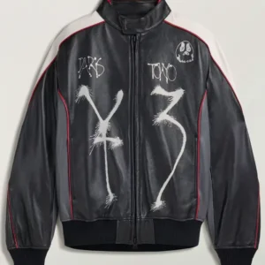 Men’s Y-3 Chito Graphic Leather Black Biker Jacket