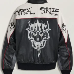 Men’s Y-3 Chito Graphic Leather Black Biker Jacket Buy Now