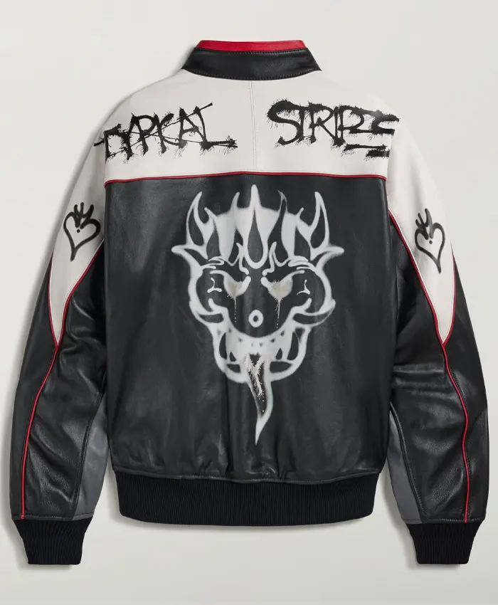 Men’s Y-3 Chito Graphic Leather Black Biker Jacket Buy Now