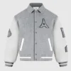 Mona Lisa Grey Wool Blend Varsity Jacket