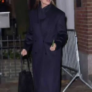 NYC Jennifer Garner Navy Blue Trench Coat