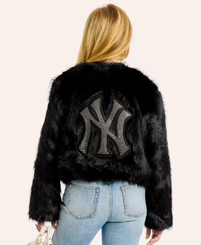 New York Yankees by Jill Martin Black Fur Jacket