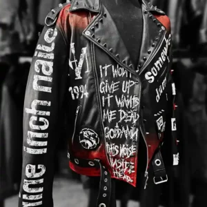 Nine Inch Nails Black Leather Biker Jacket