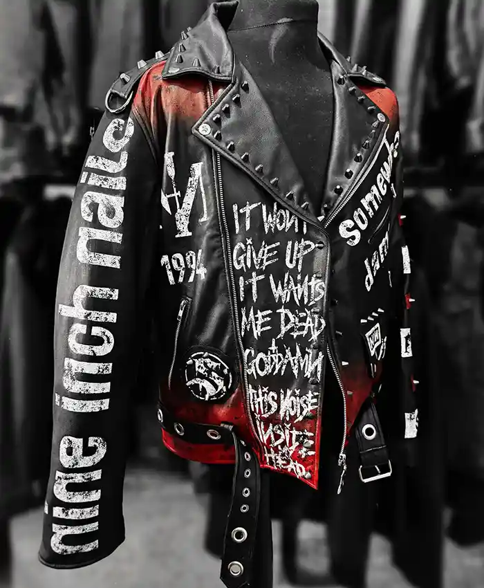 Nine Inch Nails Black Leather Biker Jacket