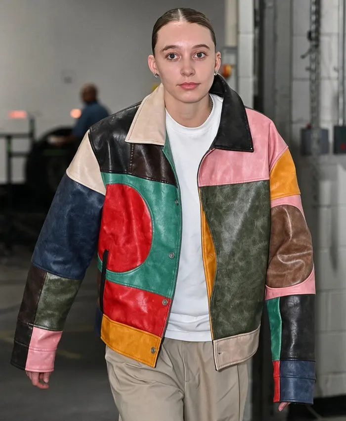 Paige Bueckers Kidsuper Colour Block Patchwork Leather Jacket