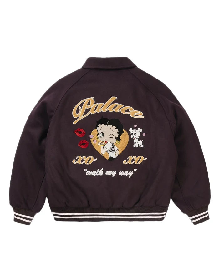Palace x Betty Boop Brown Varsity Jacket Shop Now