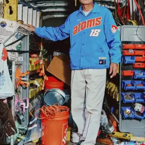 Palace x Ebbets Atoms 18 Blue Nylon Coach Jacket For Sale