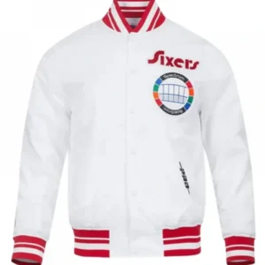 Philadelphia 76ERS City Edition 24 25 Rib Satin White Jacket