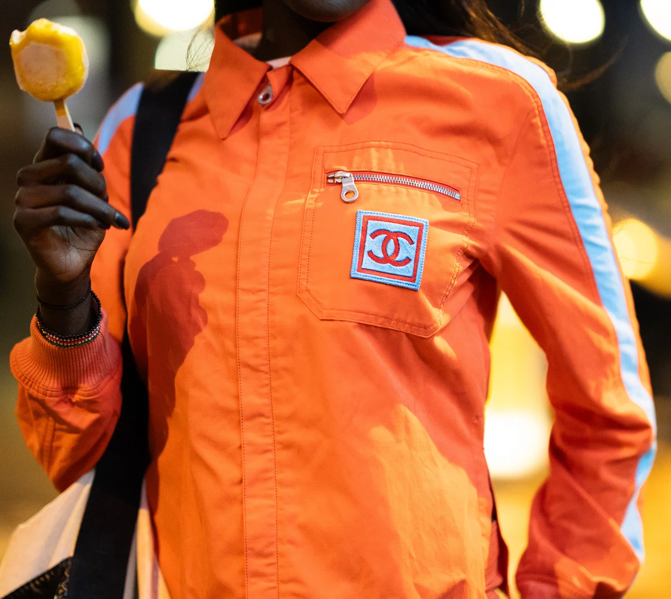 Red Chanel Vintage orange Bomber Jacket