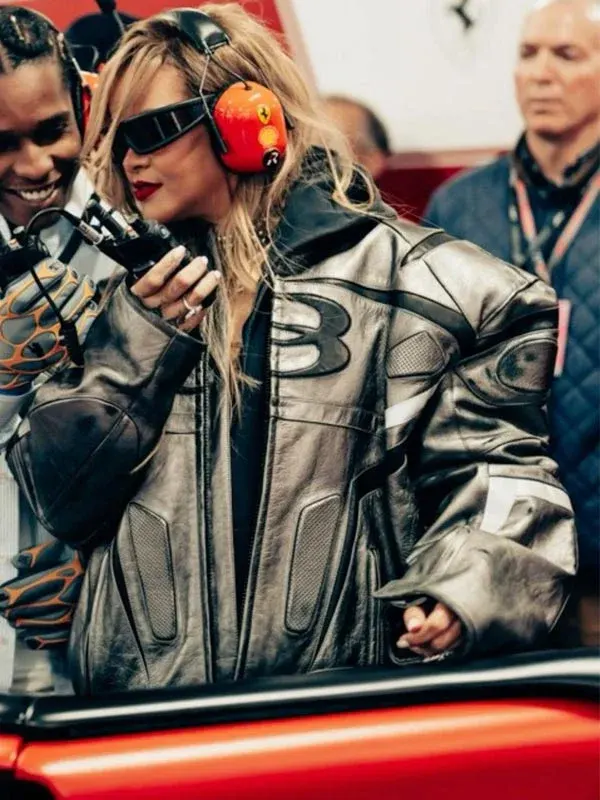 Rihanna F1 Grand Prix of Las Vegas Racing Black Leather Jacket