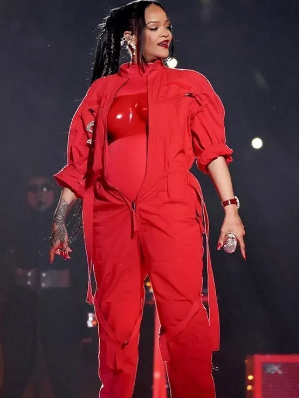 Rihanna Super Bowl Red Cotton Outfit