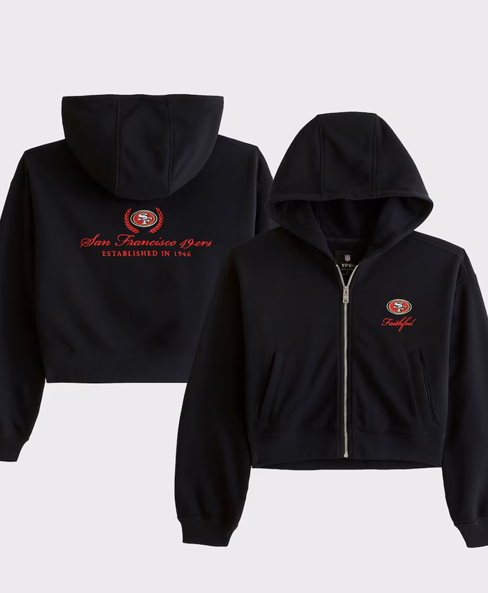 San Francisco 49ers Abercrombie & Fitch Black Full-Zip Hooded Jacket Shop Now