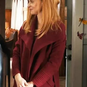 Sarah Rafferty Maroon Wool Belted Coat