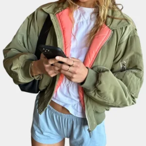 Scarlet And Sam Bomber Green Jacket Shop Now